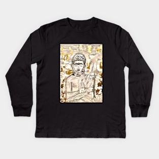 Buddha wrapped in Gold Kids Long Sleeve T-Shirt